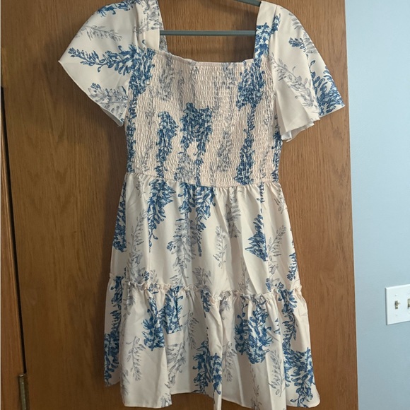 SHEIN Smocked Dress with Blue Floral Design - Picture 3 of 7
